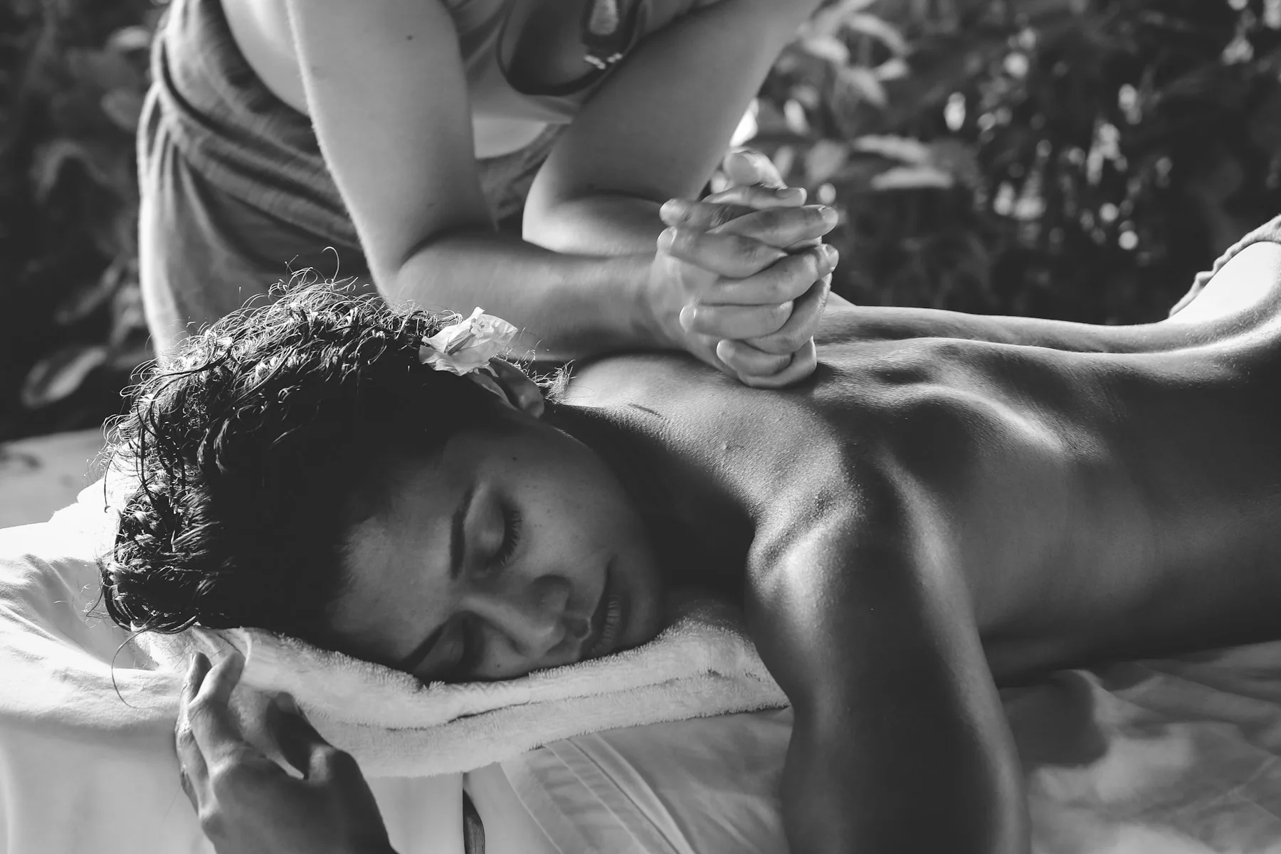 Wellness scene in black and white